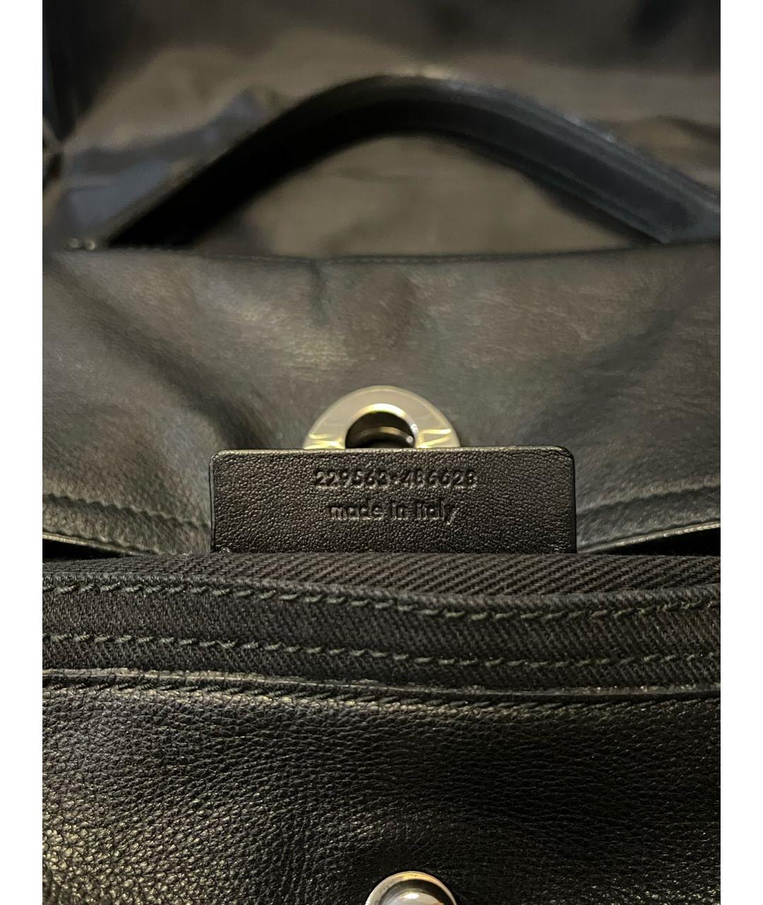 SAINT LAURENT Черная кожаная сумка с короткими ручками, фото 5