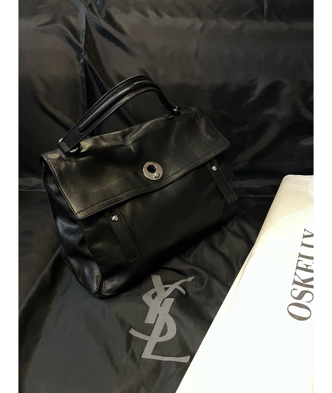 SAINT LAURENT Черная кожаная сумка с короткими ручками, фото 2