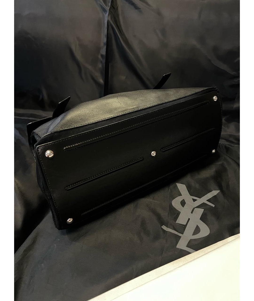 SAINT LAURENT Черная кожаная сумка с короткими ручками, фото 6