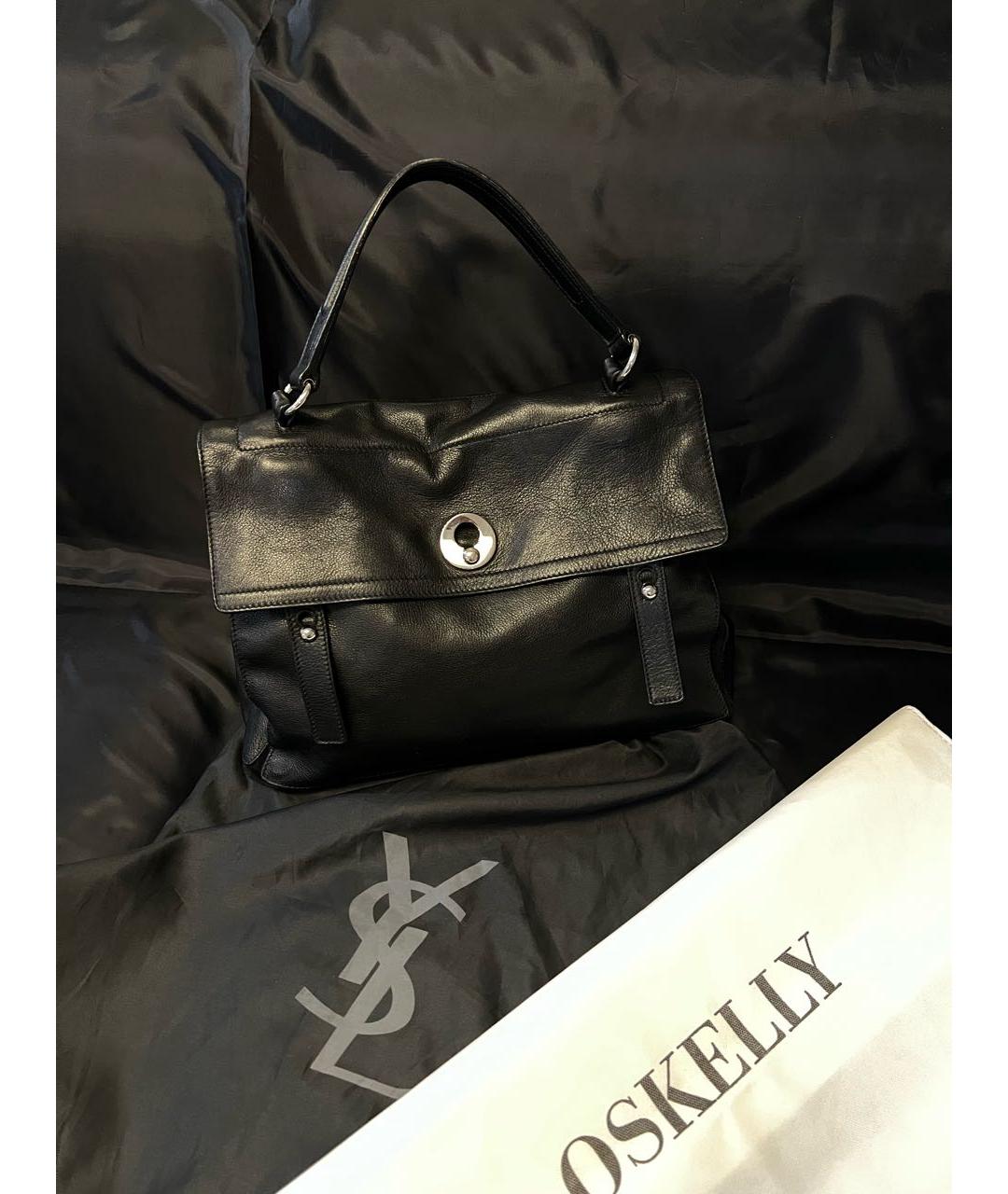 SAINT LAURENT Черная кожаная сумка с короткими ручками, фото 7