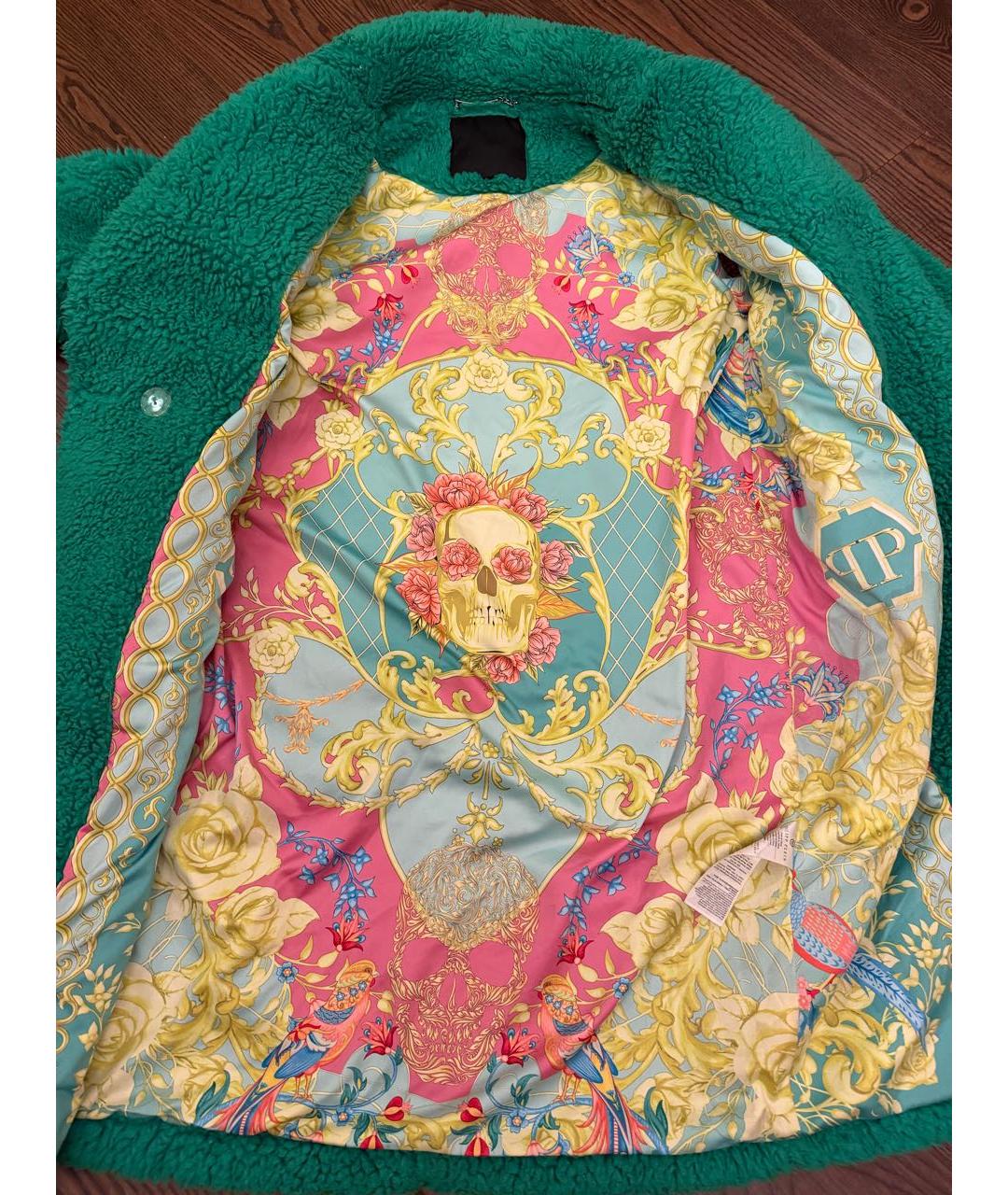 PHILIPP PLEIN Зеленая полиэстеровая шуба, фото 4