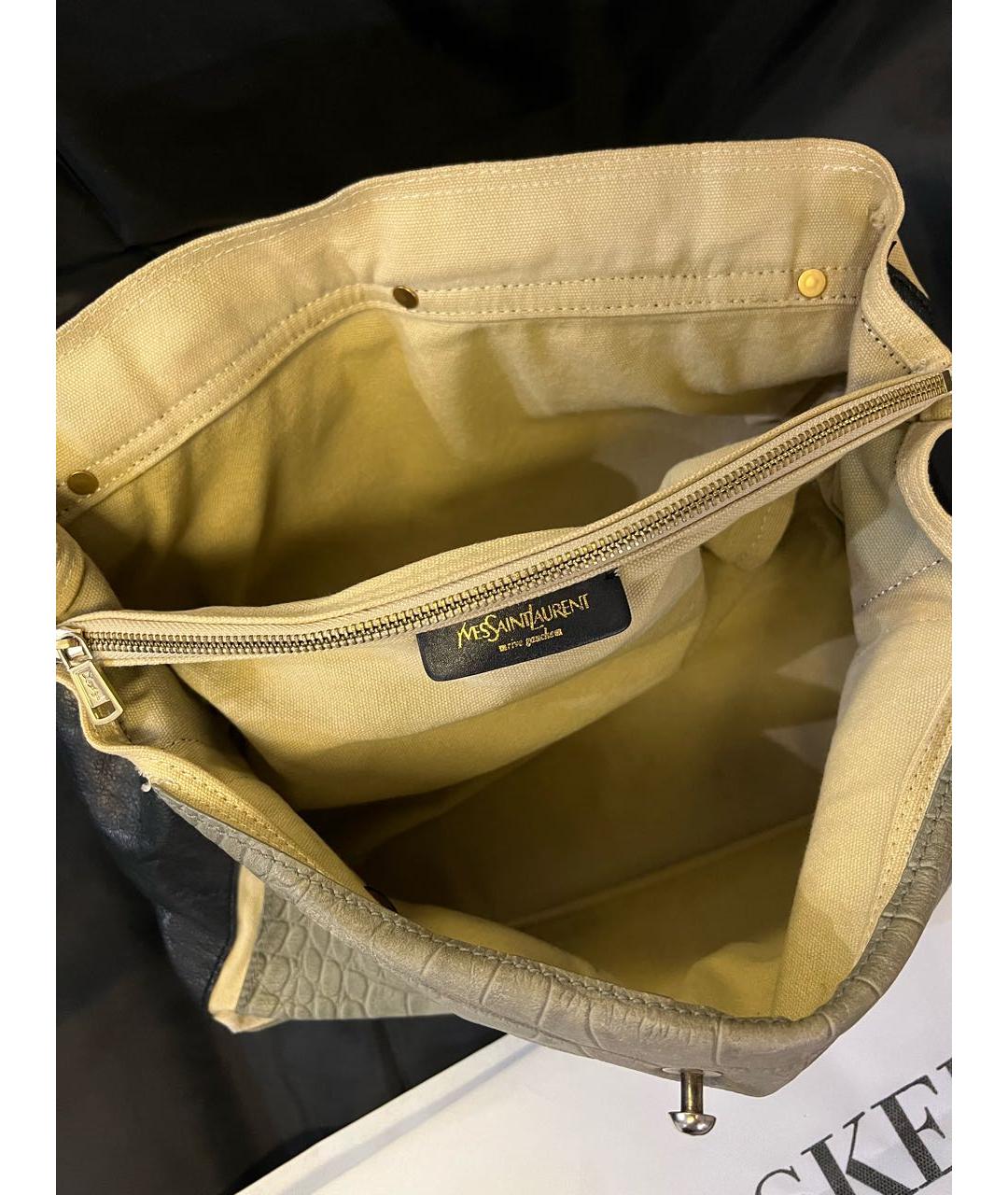 SAINT LAURENT Черная кожаная сумка с короткими ручками, фото 5