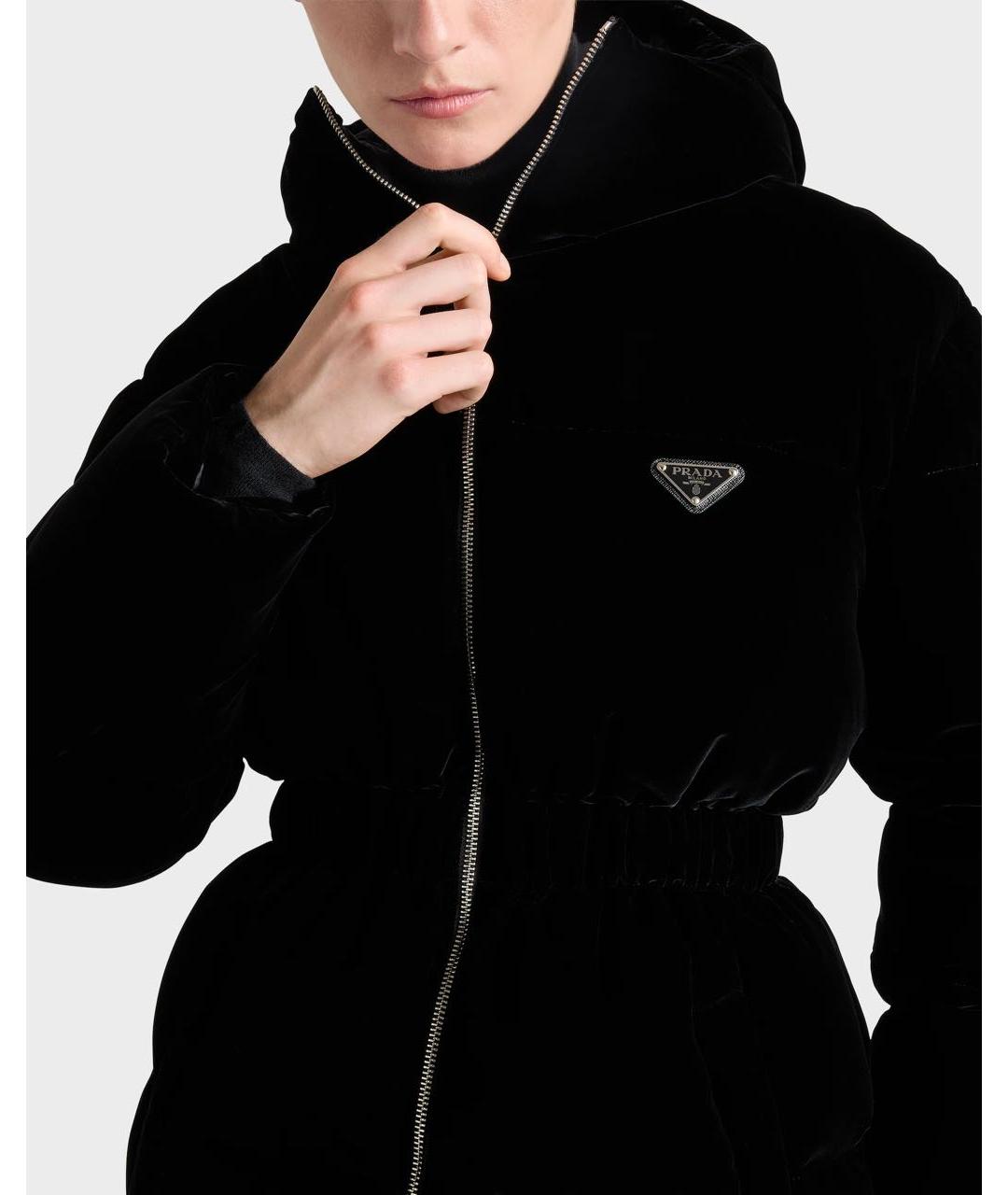 PRADA Черный бархатный пуховик, фото 3