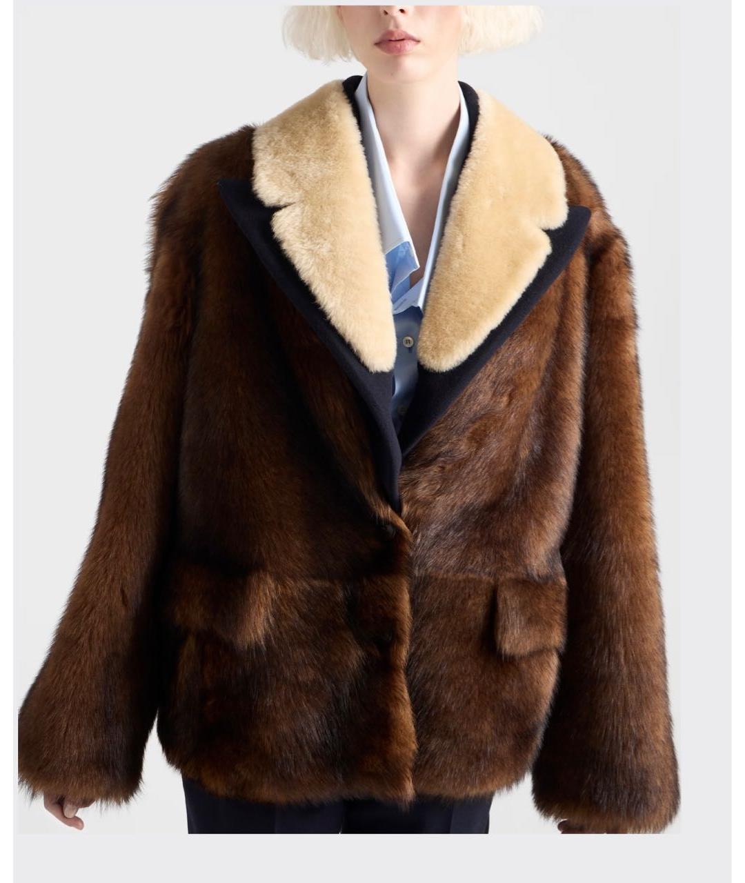 PRADA Коричневая меховая шуба, фото 3