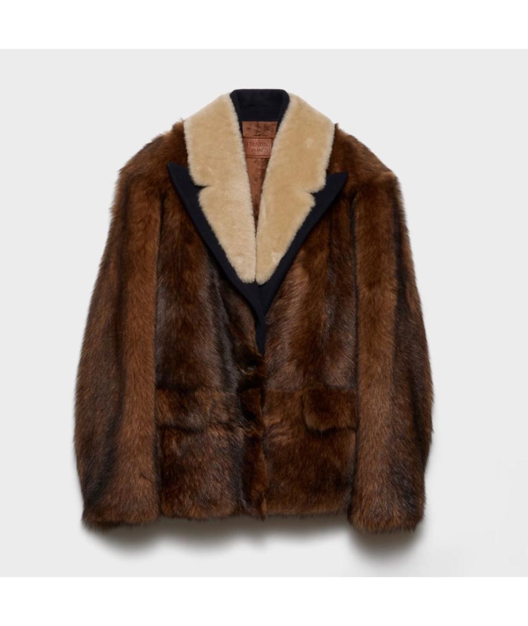 PRADA Коричневая меховая шуба, фото 5
