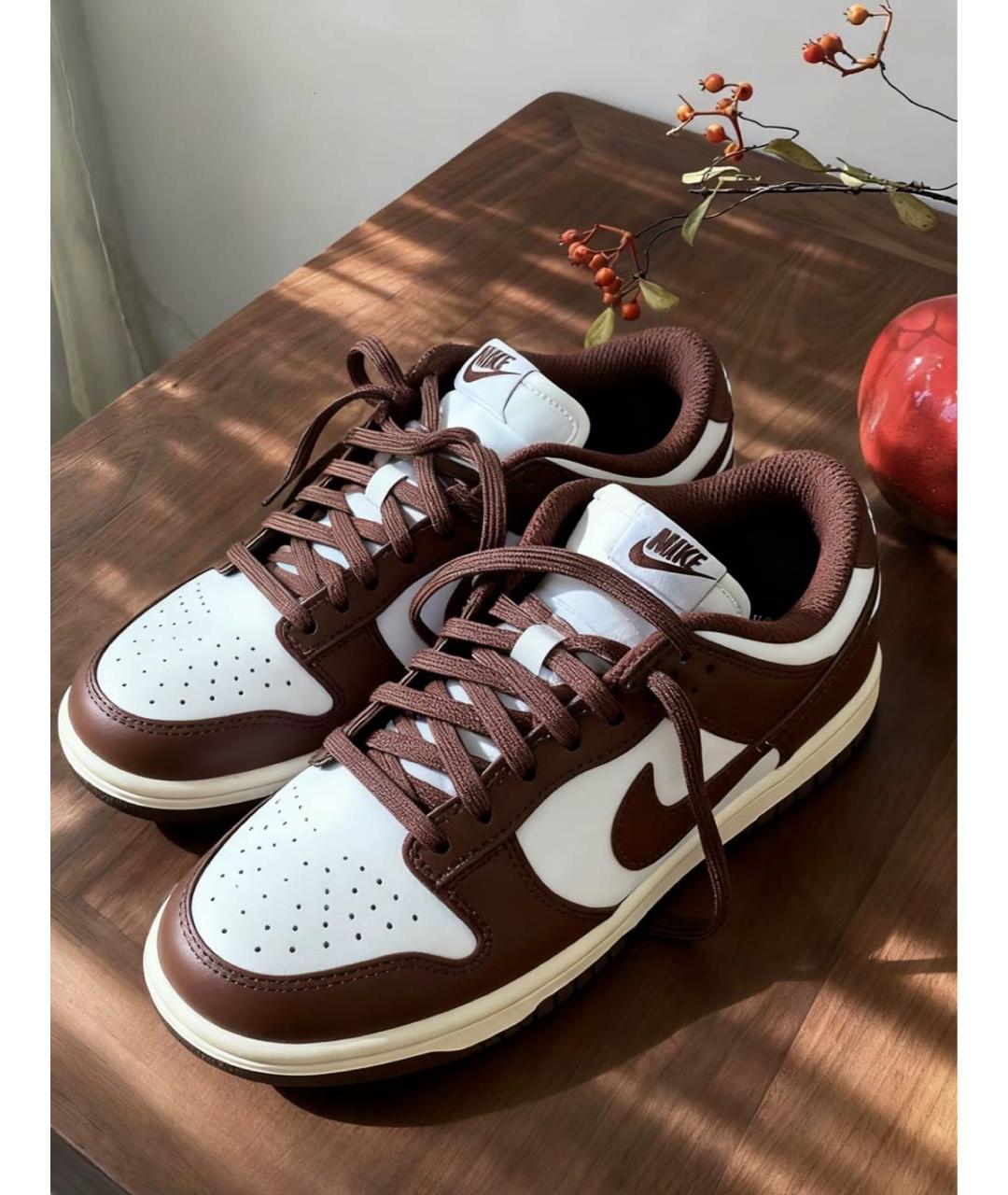 NIKE Коричневые кожаные низкие кроссовки / кеды, фото 4