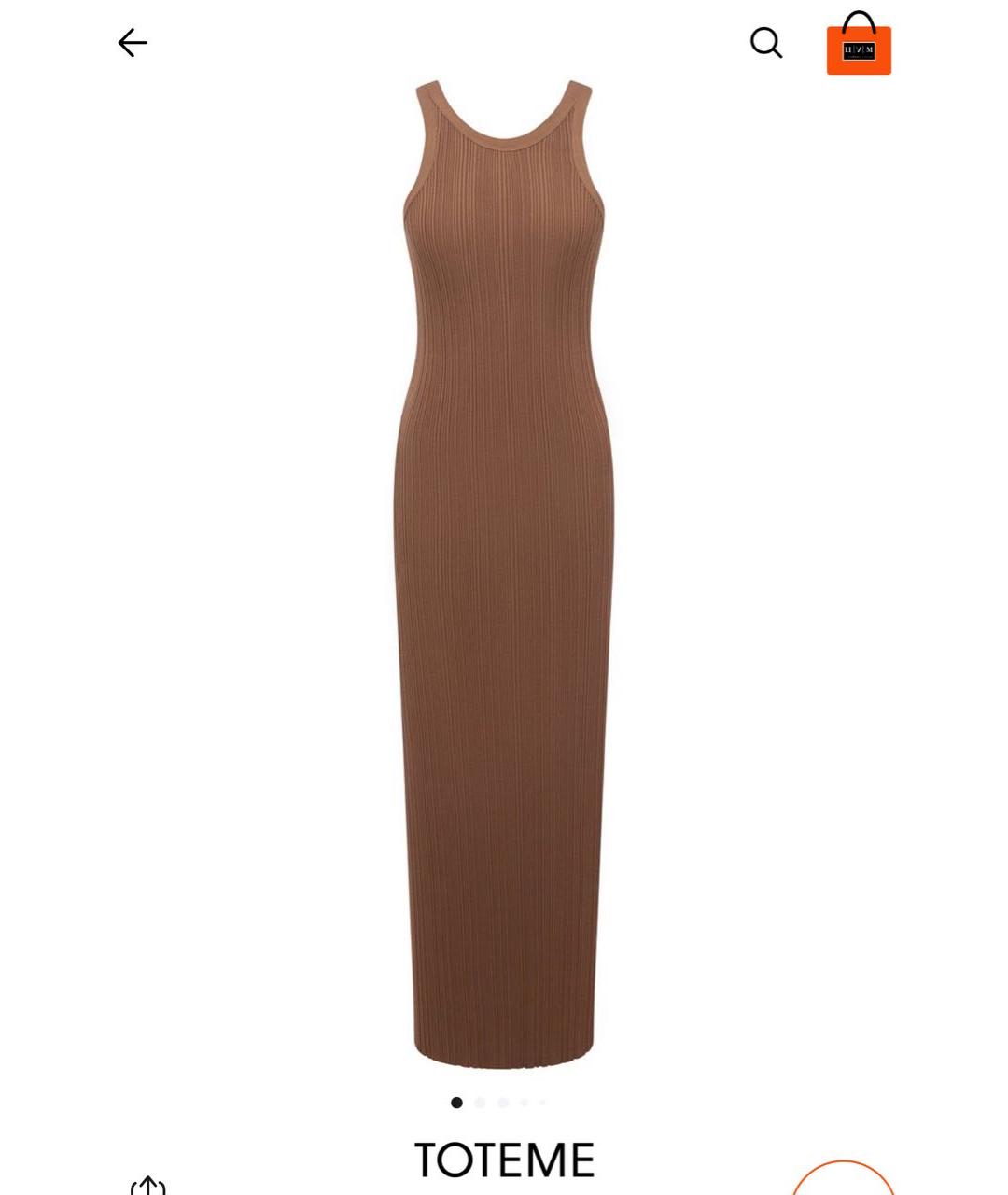 TOTEME Коричневое вискозное повседневное платье, фото 5