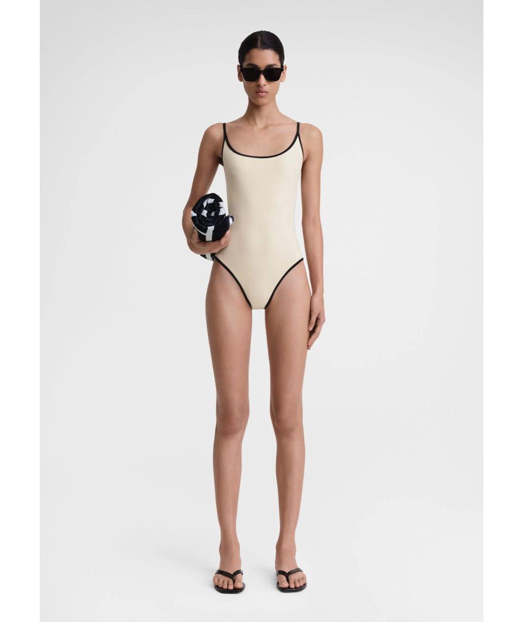 HUNZA G Бежевый полиамидовый купальник, фото 5