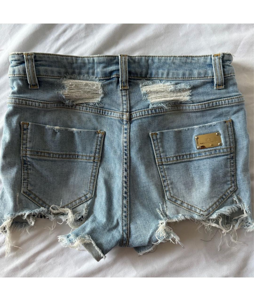 ELISABETTA FRANCHI Голубые деним шорты, фото 6