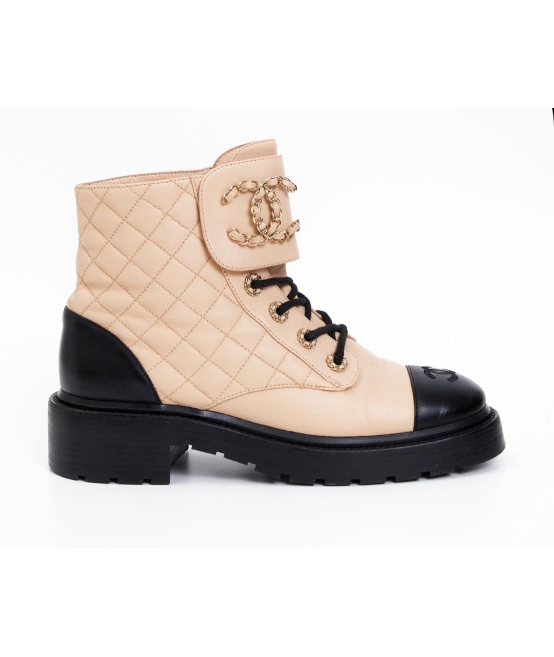 CHANEL Бежевые кожаные ботинки, фото 9