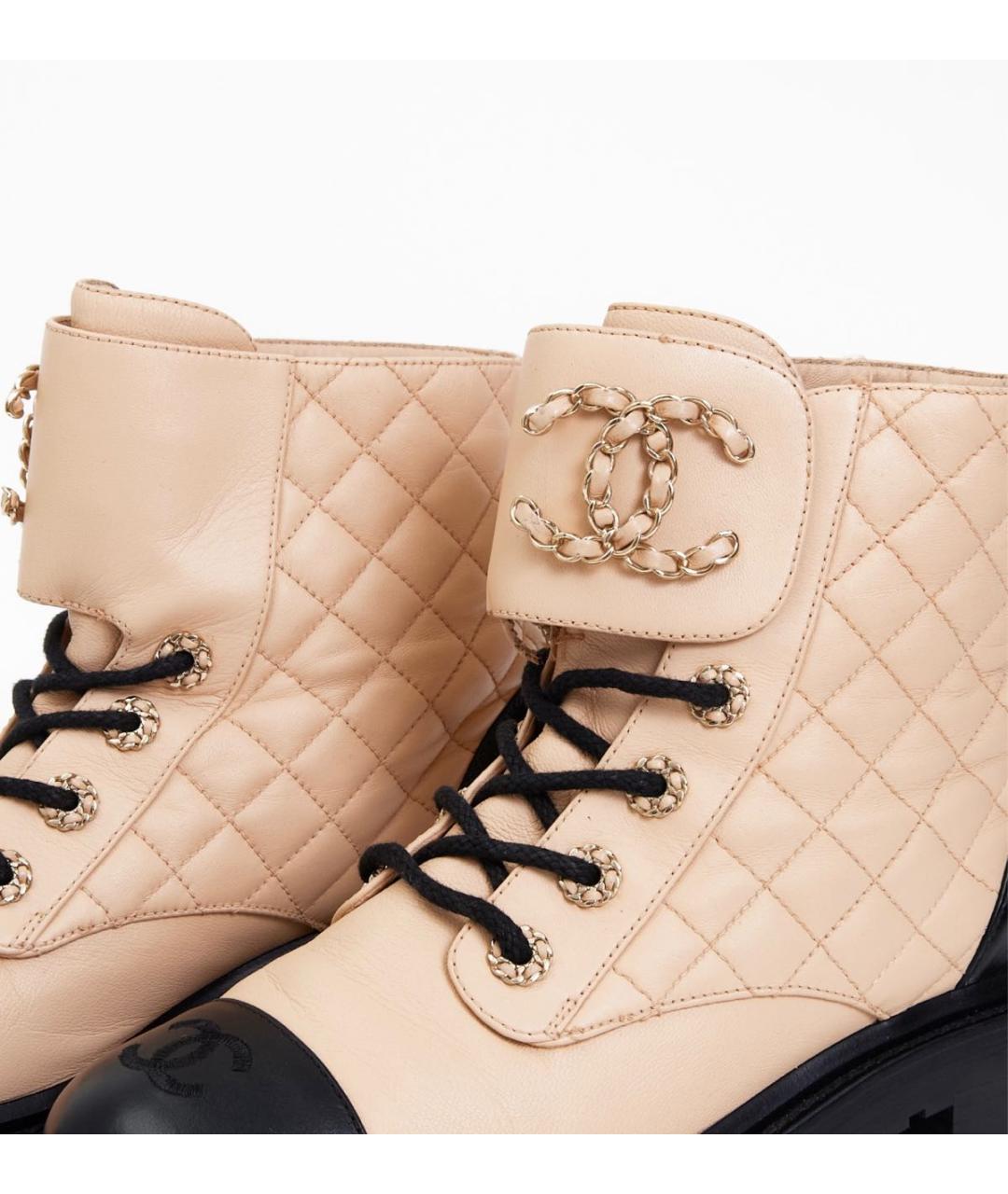 CHANEL Бежевые кожаные ботинки, фото 5