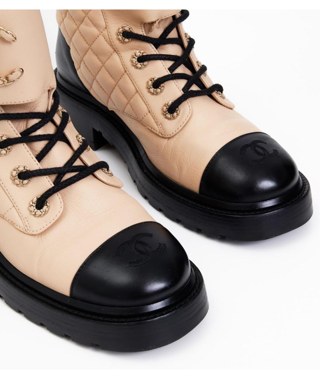 CHANEL Бежевые кожаные ботинки, фото 3