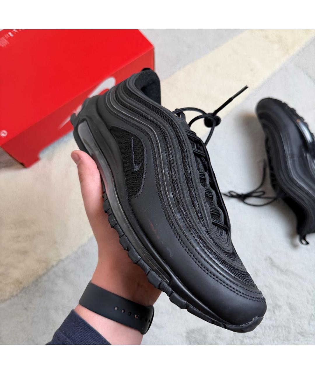NIKE Черные кожаные низкие кроссовки / кеды, фото 5