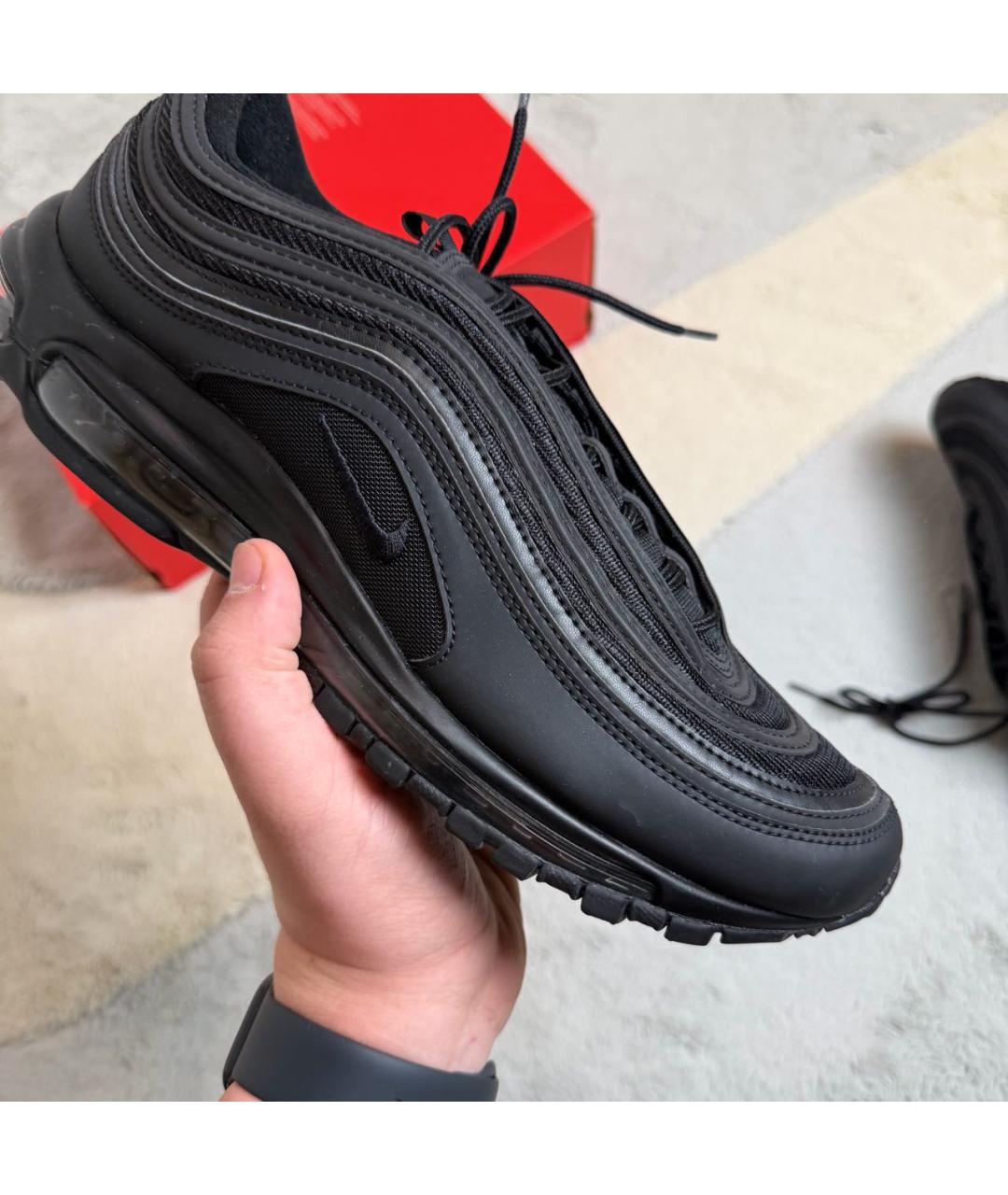 NIKE Черные кожаные низкие кроссовки / кеды, фото 7