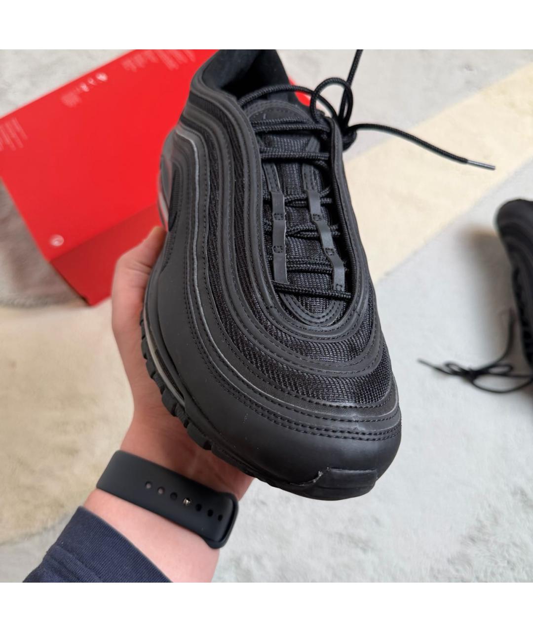 NIKE Черные кожаные низкие кроссовки / кеды, фото 8