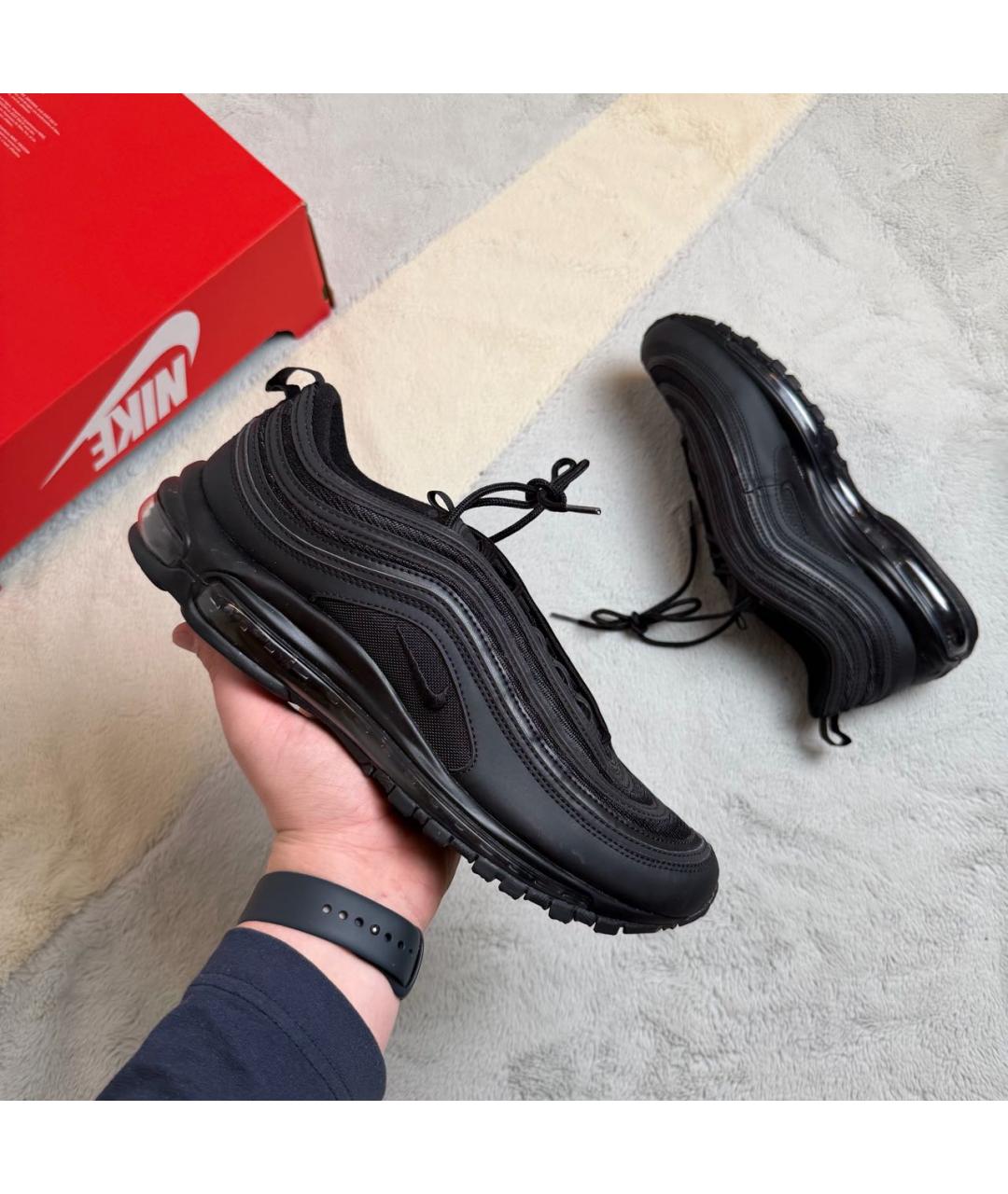 NIKE Черные кожаные низкие кроссовки / кеды, фото 2