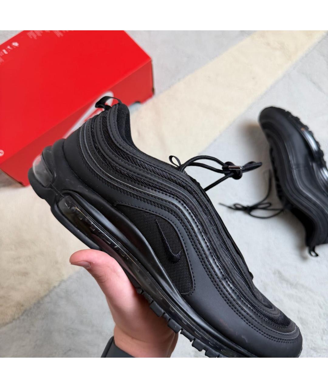 NIKE Черные кожаные низкие кроссовки / кеды, фото 4