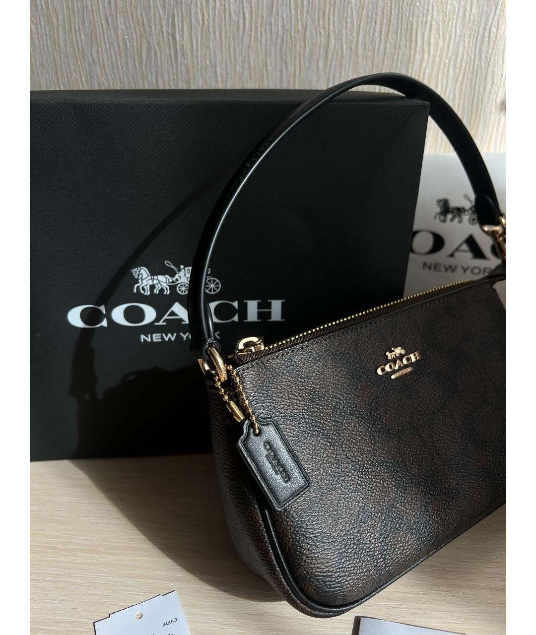 COACH Черная сумка с короткими ручками, фото 5