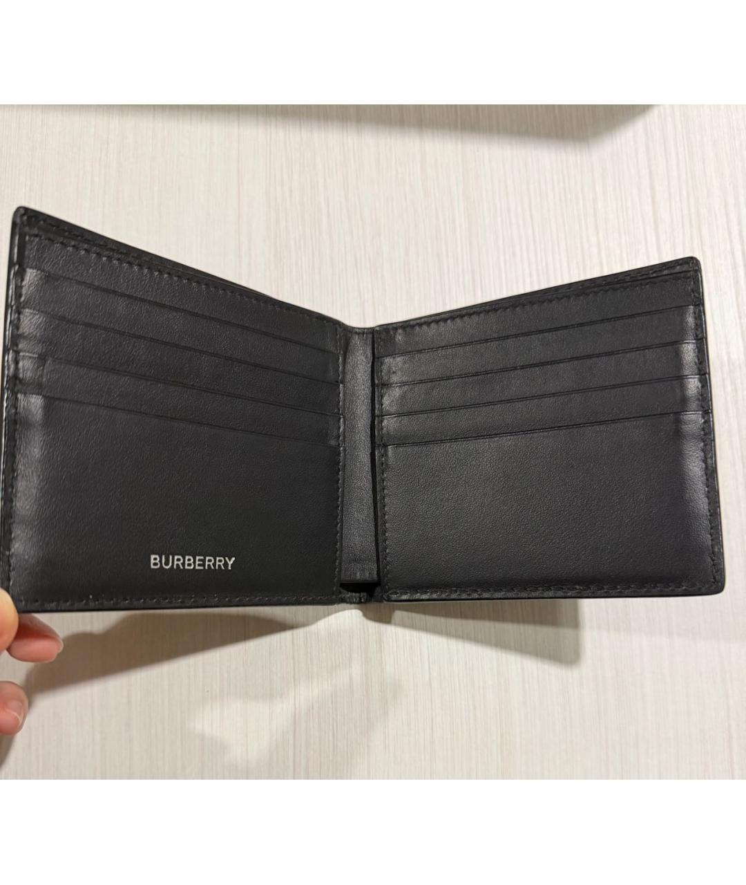 BURBERRY Черный кожаный кошелек, фото 5
