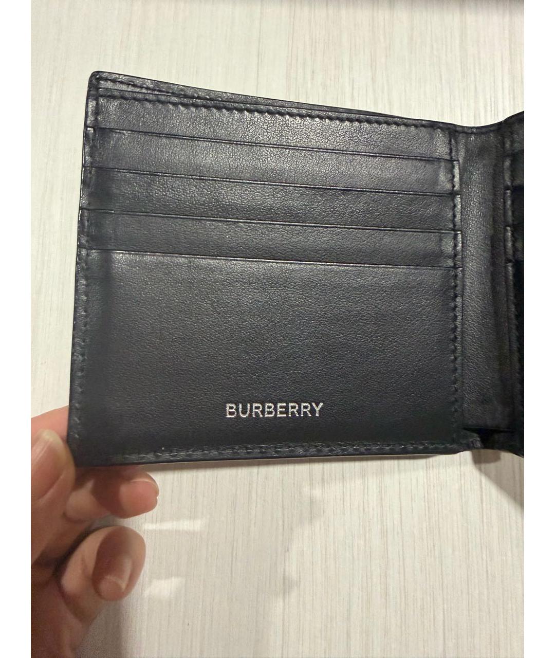 BURBERRY Черный кожаный кошелек, фото 3