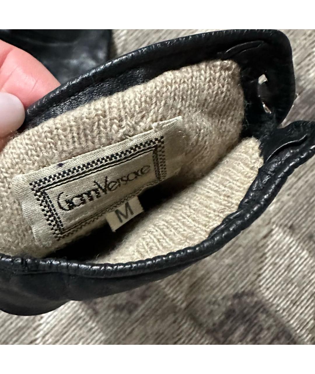 VERSACE Черные кожаные перчатки, фото 5