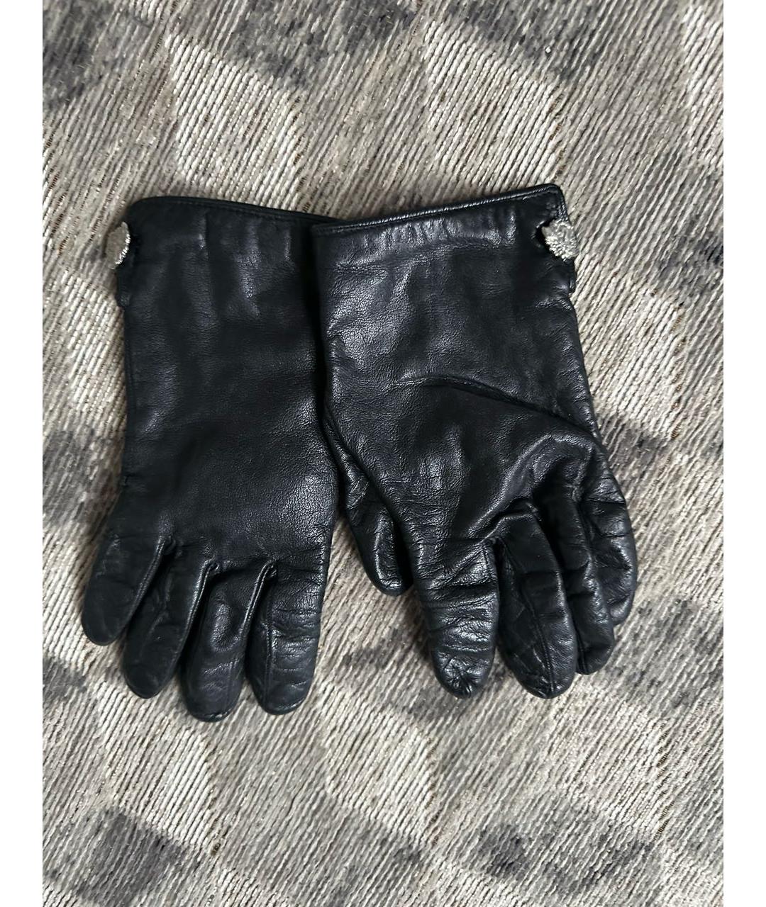 VERSACE Черные кожаные перчатки, фото 8