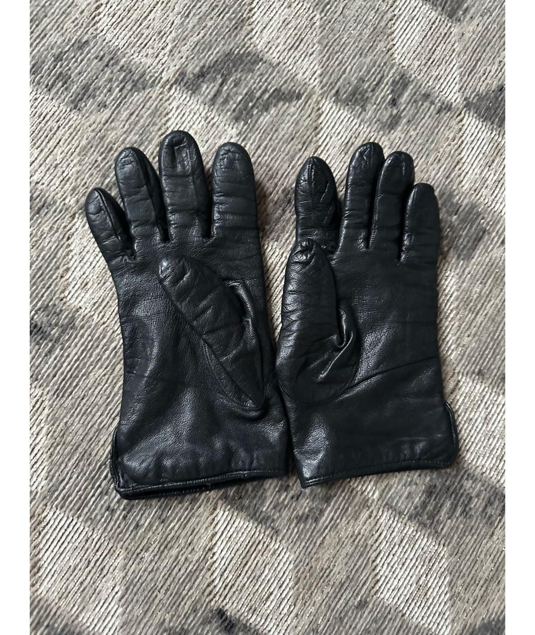 VERSACE Черные кожаные перчатки, фото 2