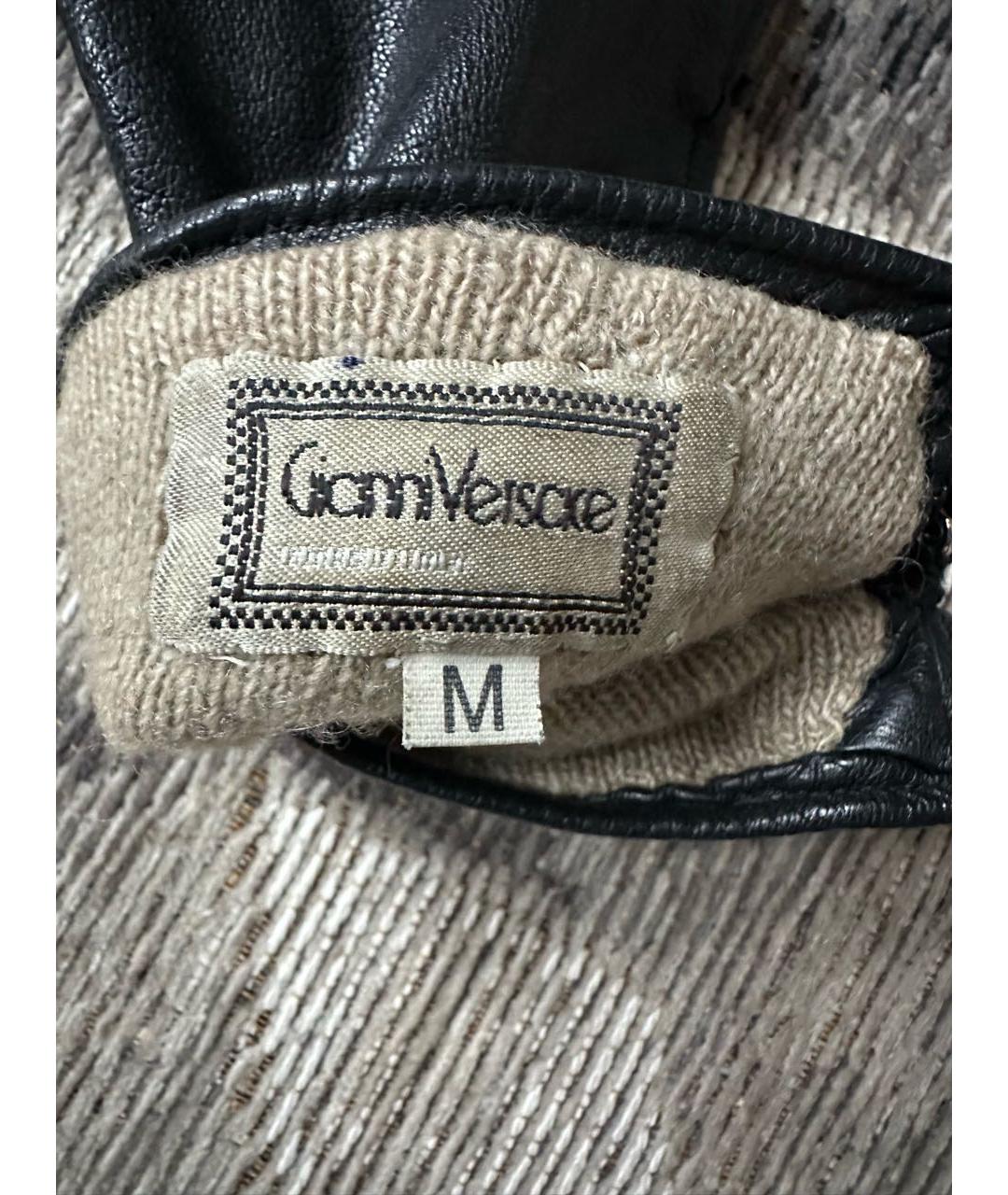 VERSACE Черные кожаные перчатки, фото 4