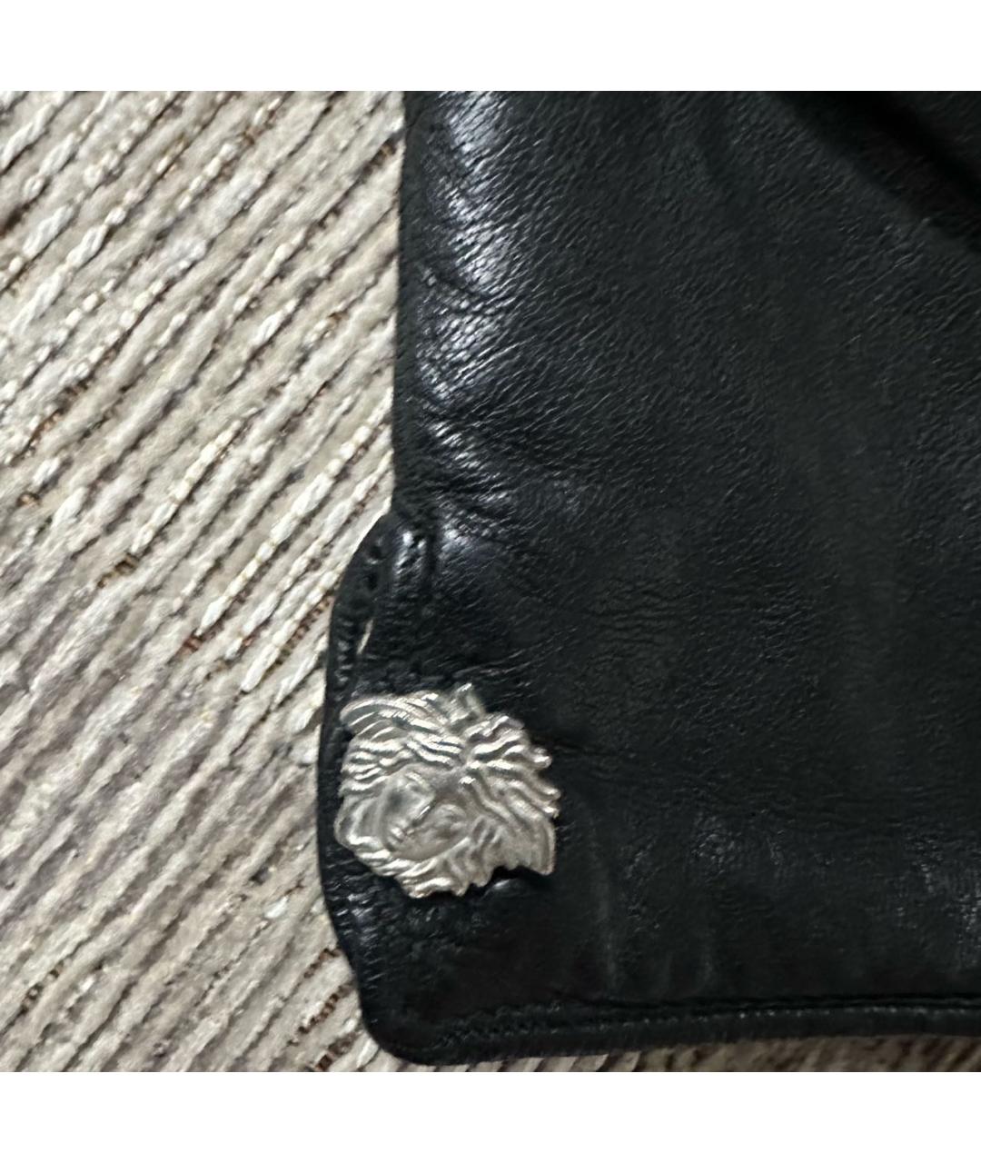 VERSACE Черные кожаные перчатки, фото 3