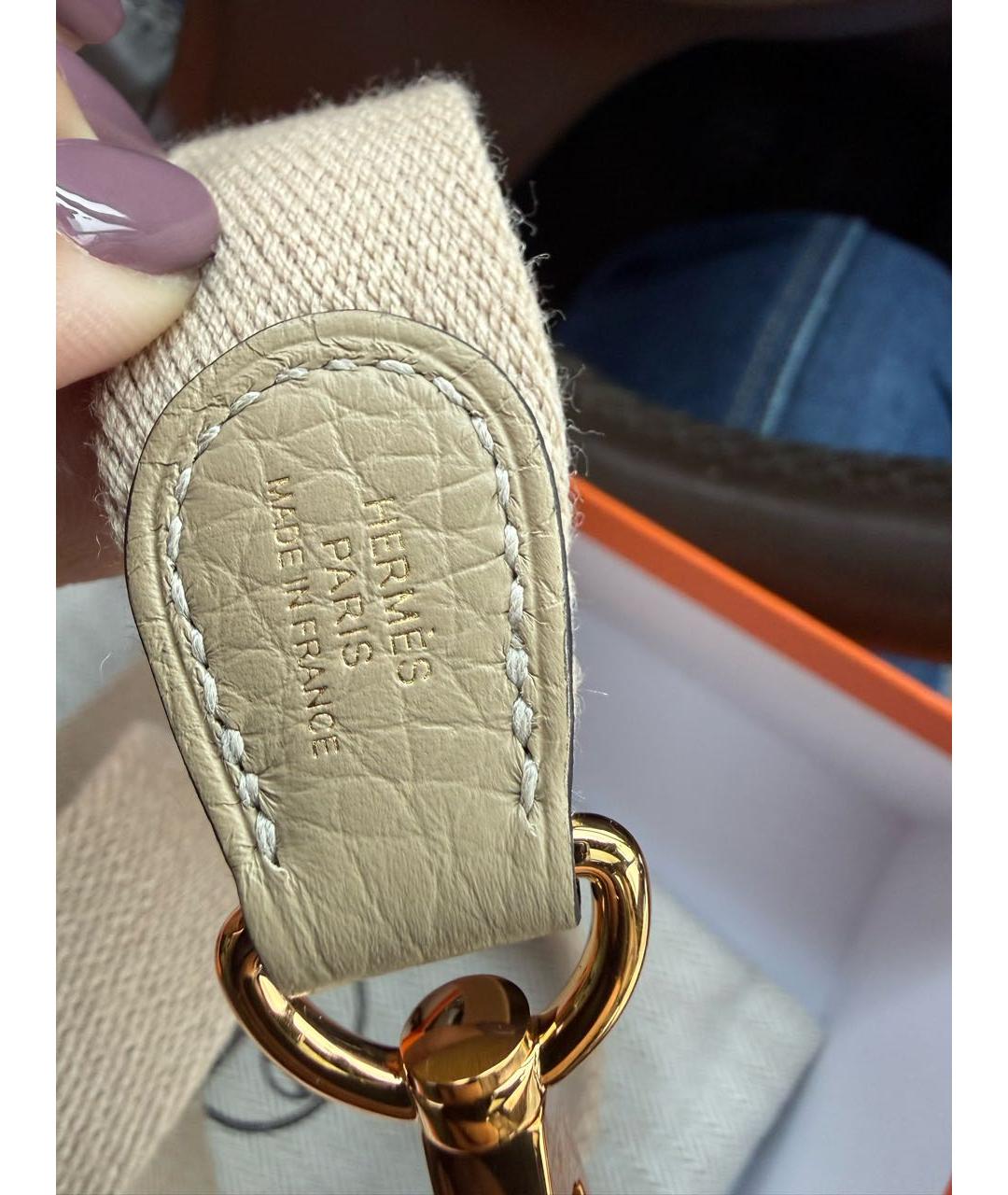 HERMES Бежевая кожаная сумка через плечо, фото 7