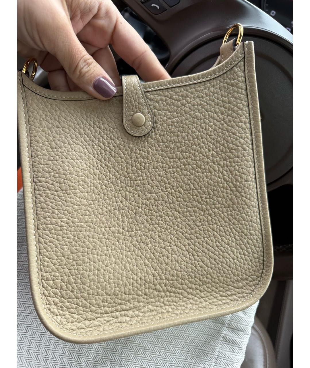 HERMES Бежевая кожаная сумка через плечо, фото 3