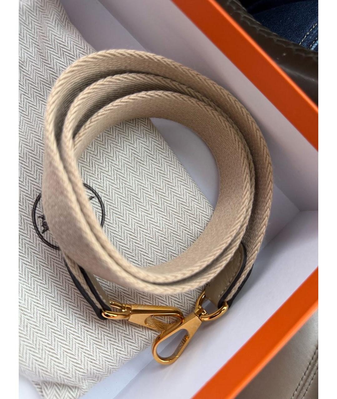 HERMES Бежевая кожаная сумка через плечо, фото 6