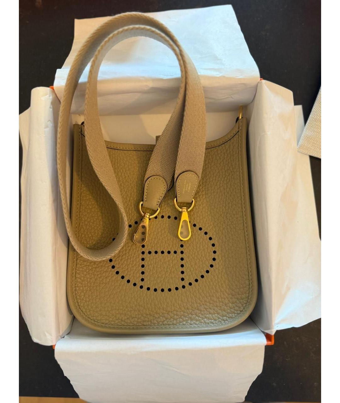 HERMES Бежевая кожаная сумка через плечо, фото 9