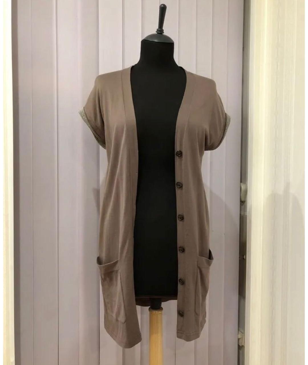 BRUNELLO CUCINELLI Коричневый хлопковый кардиган, фото 2