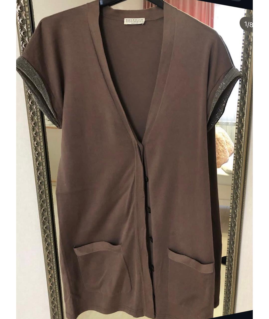 BRUNELLO CUCINELLI Коричневый хлопковый кардиган, фото 7