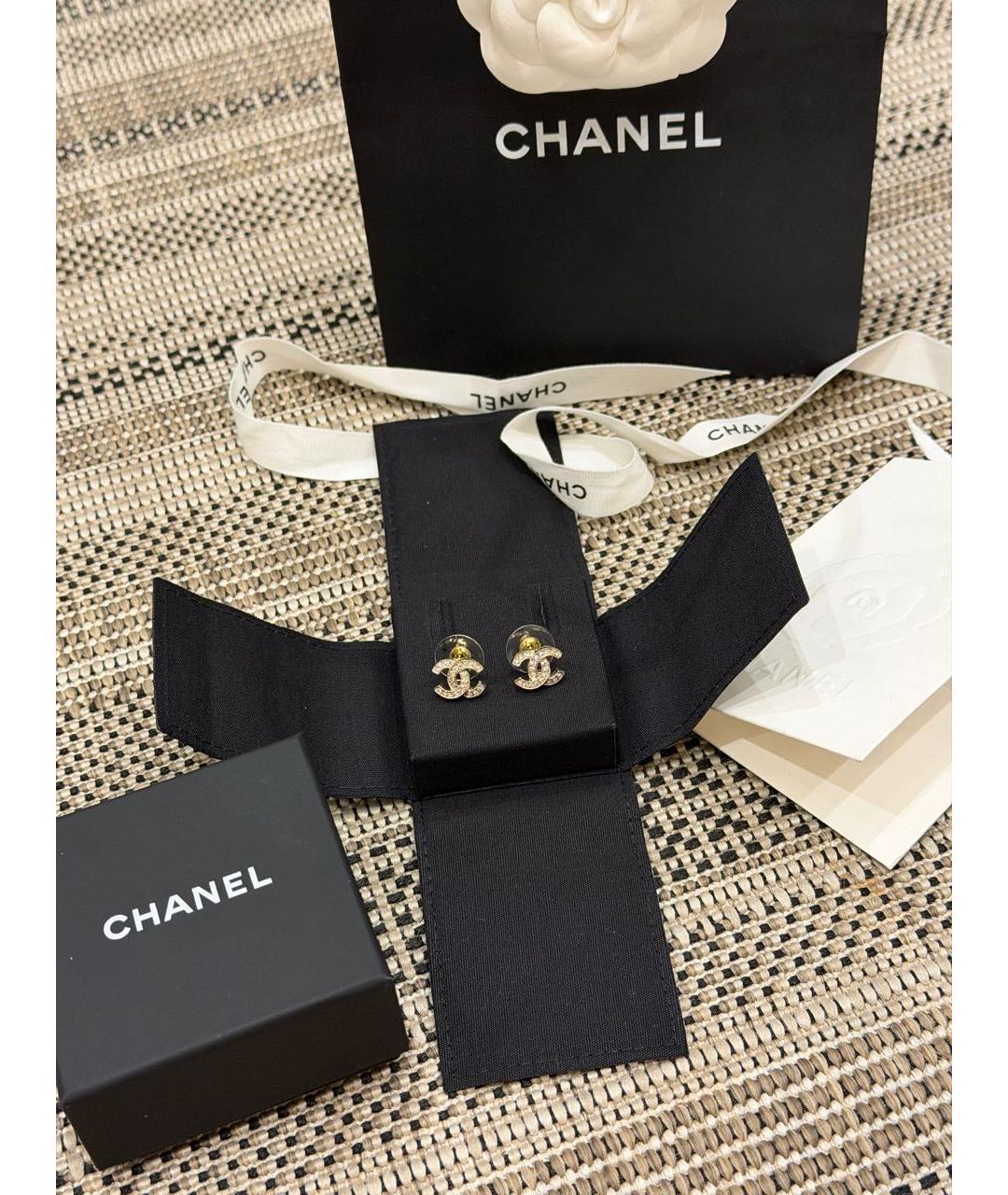 CHANEL Золотые металлические серьги, фото 4