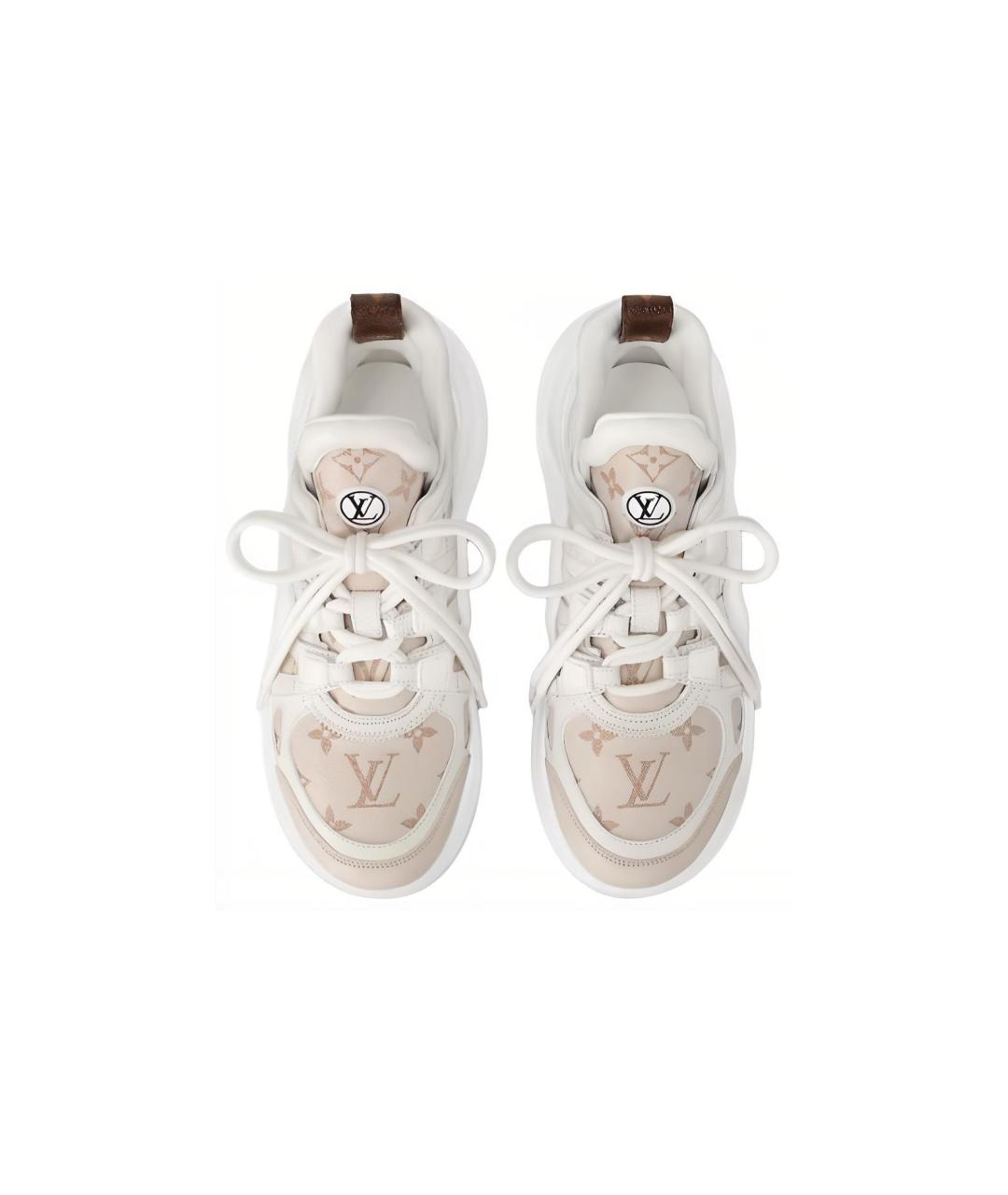 LOUIS VUITTON Бежевые кожаные кроссовки, фото 4