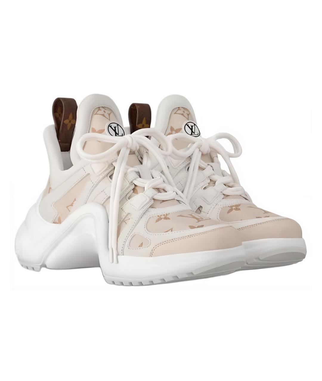 LOUIS VUITTON Бежевые кожаные кроссовки, фото 3