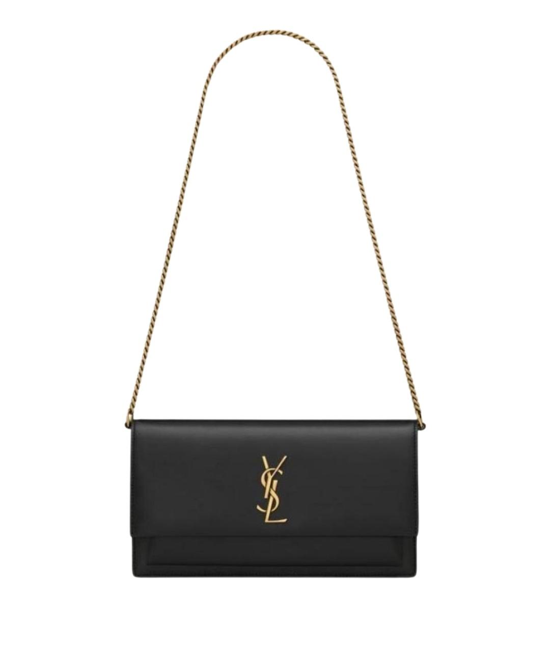 SAINT LAURENT Черная кожаная сумка через плечо, фото 1