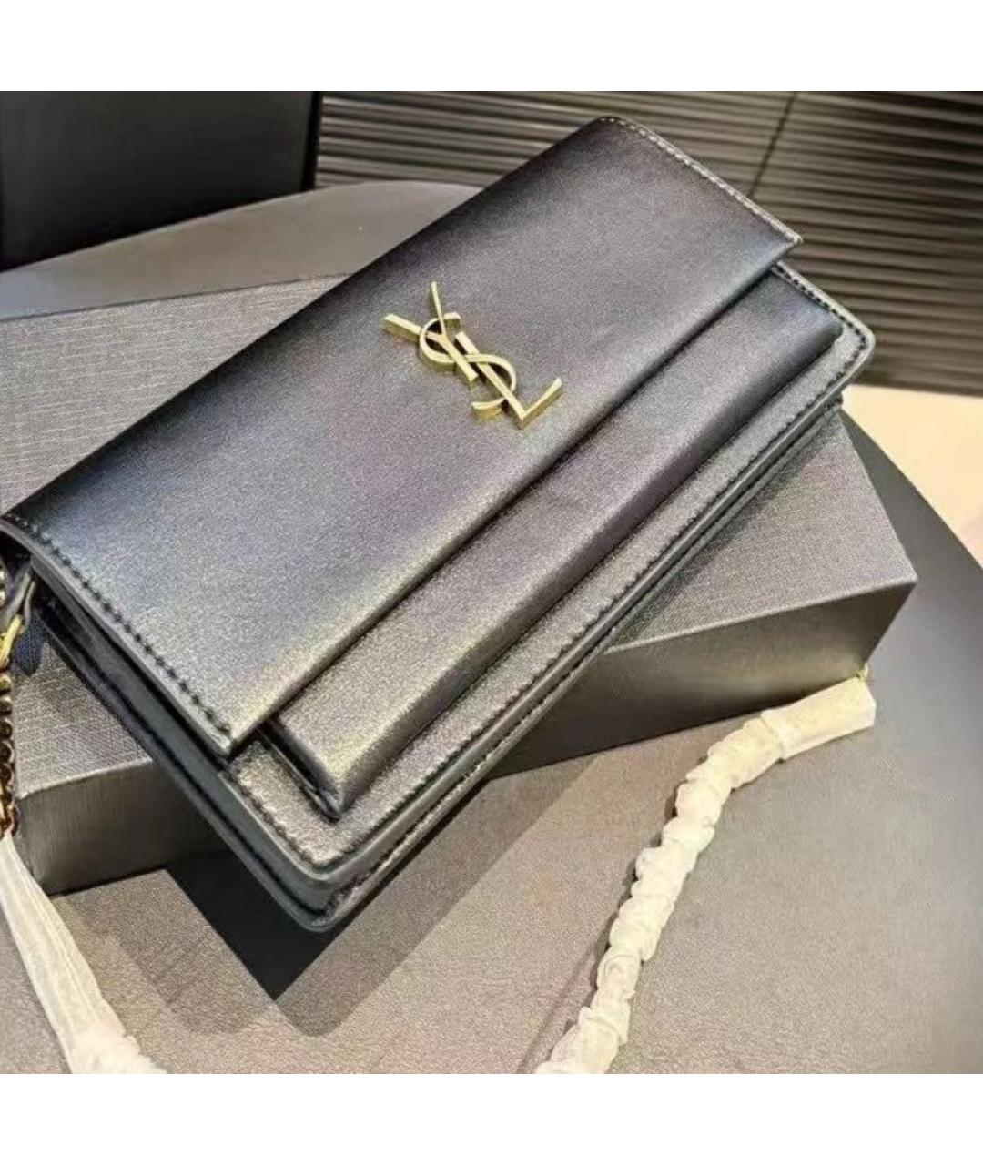 SAINT LAURENT Черная кожаная сумка через плечо, фото 7