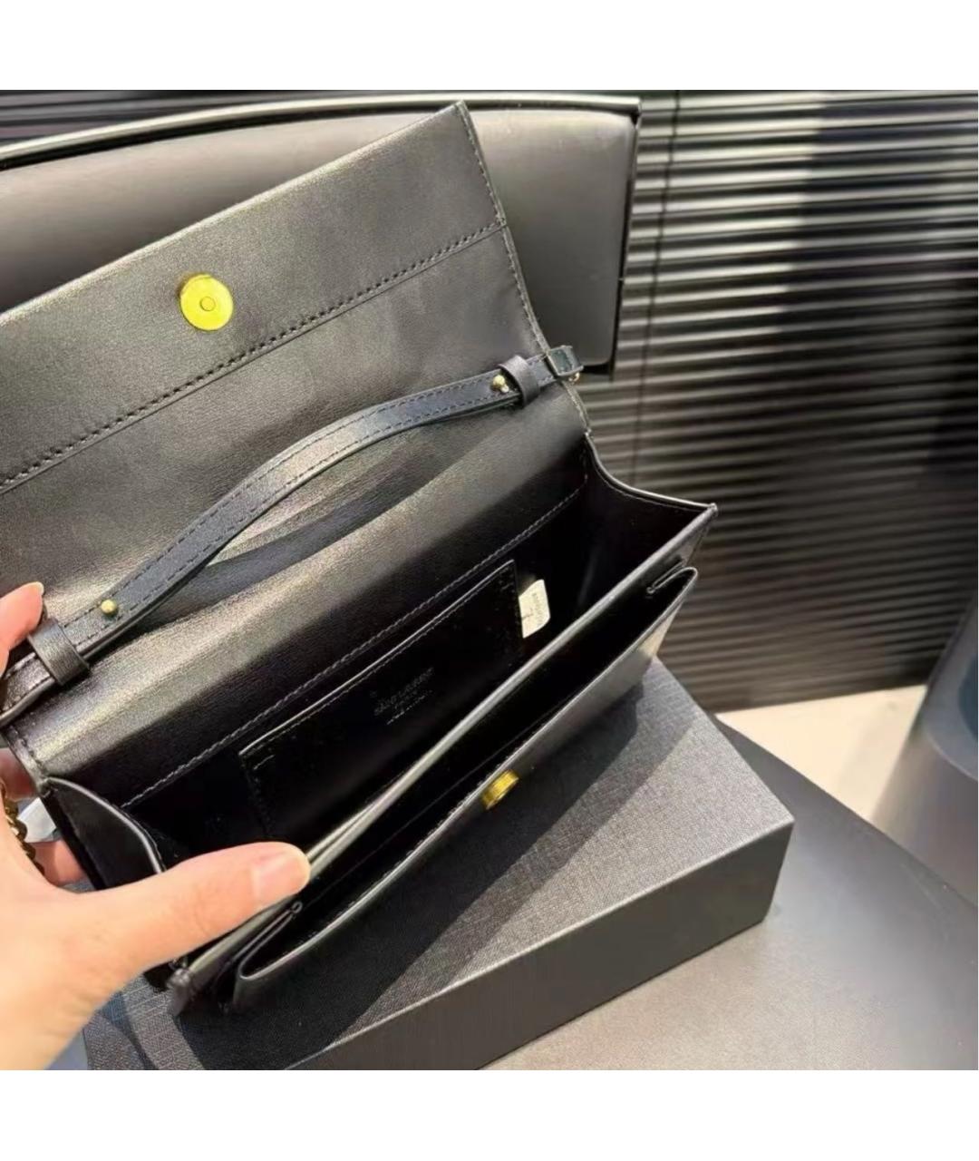 SAINT LAURENT Черная кожаная сумка через плечо, фото 8