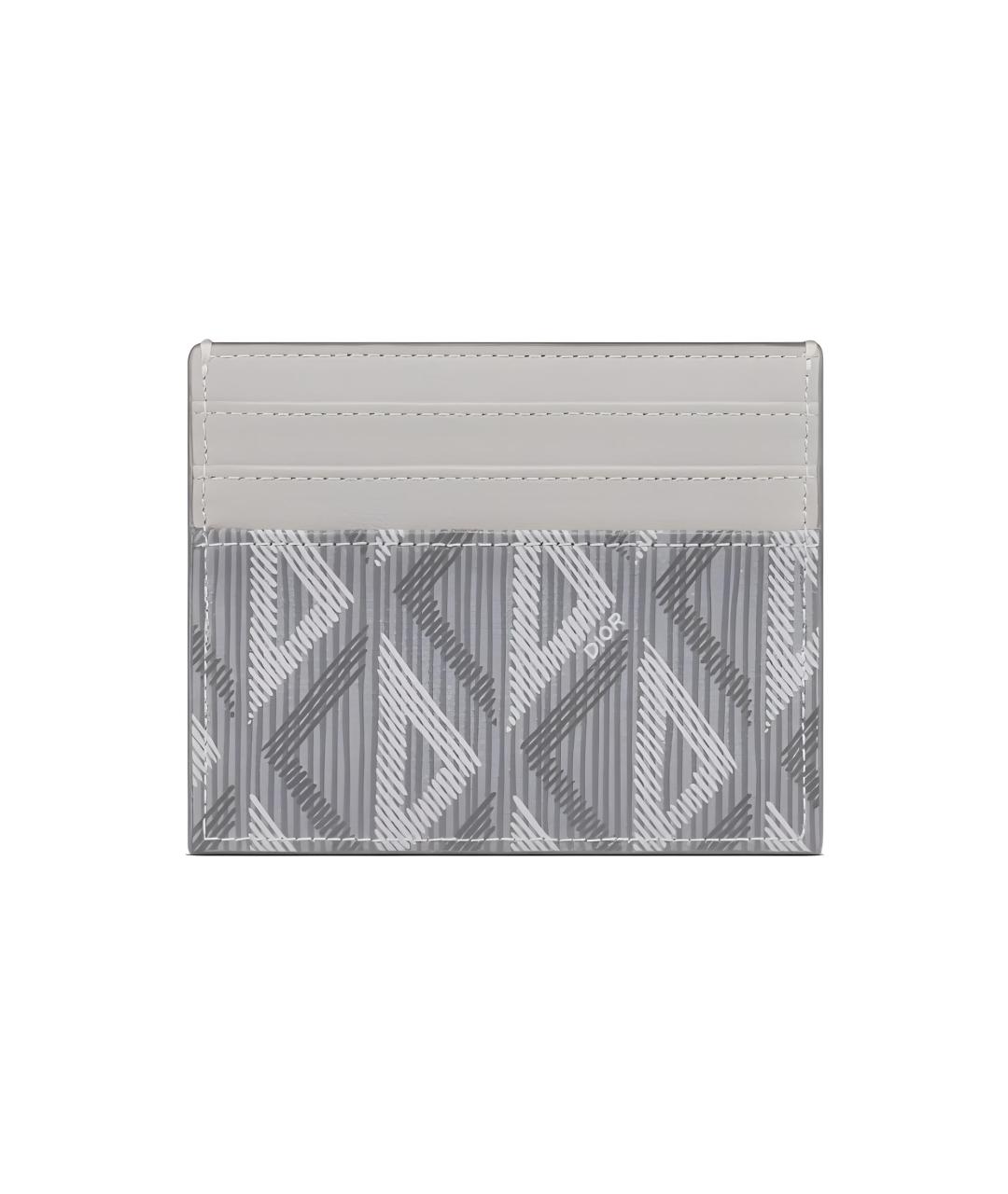 CHRISTIAN DIOR Серый кожаный кардхолдер, фото 2
