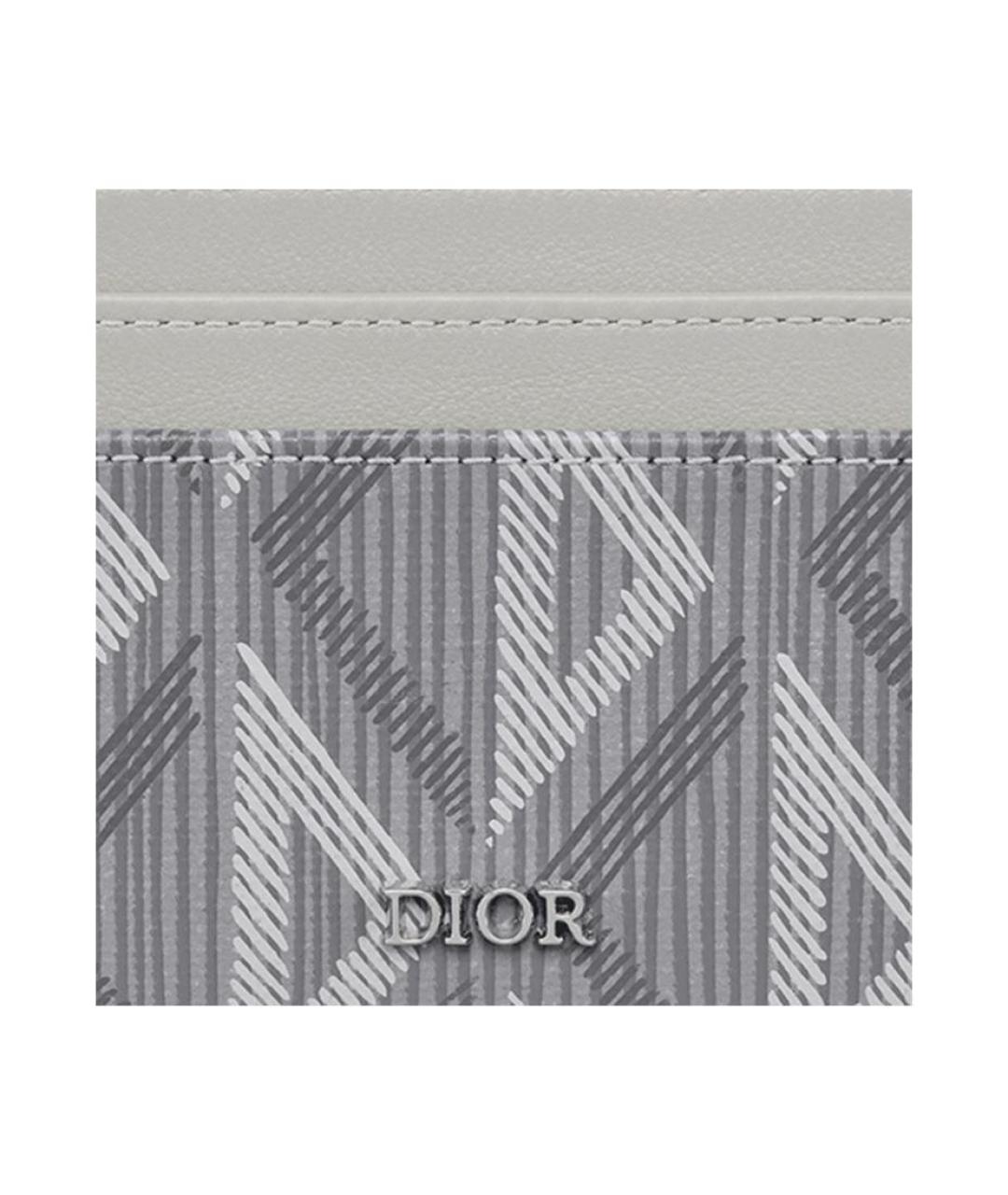 CHRISTIAN DIOR Серый кожаный кардхолдер, фото 3