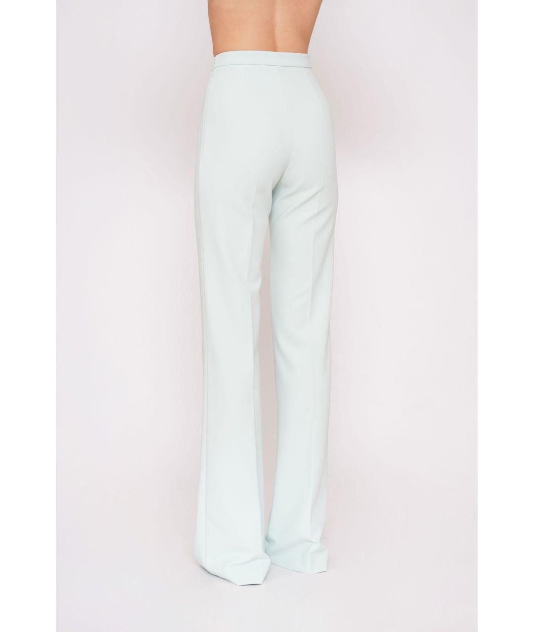 ELISABETTA FRANCHI Бирюзовые полиэстеровые брюки узкие, фото 2