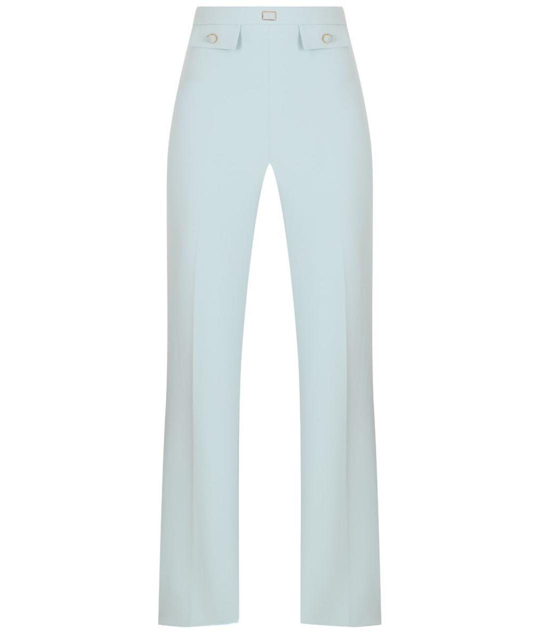 ELISABETTA FRANCHI Бирюзовые полиэстеровые брюки узкие, фото 1
