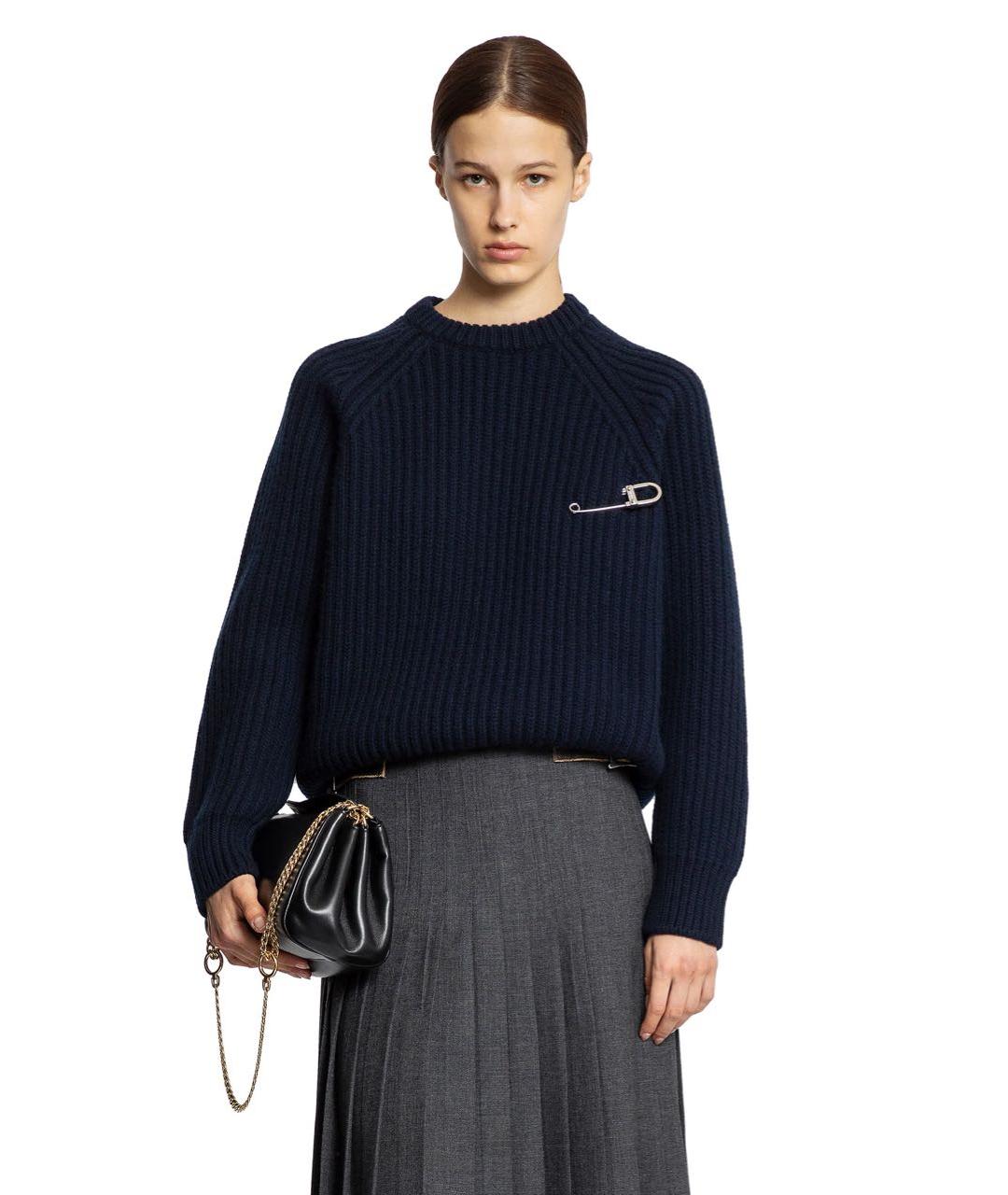 PRADA Темно-синий шерстяной джемпер / свитер, фото 2