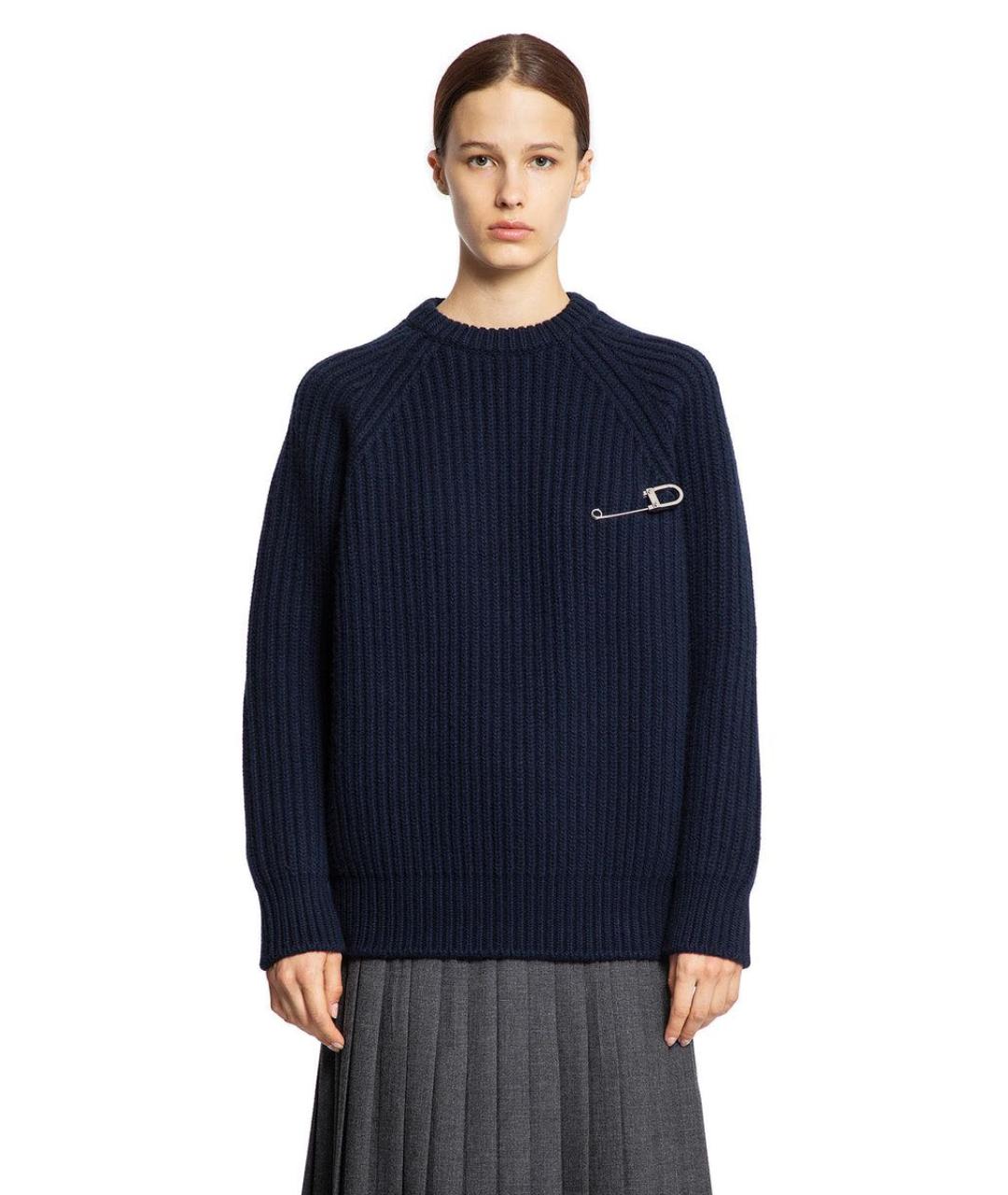 PRADA Темно-синий шерстяной джемпер / свитер, фото 3