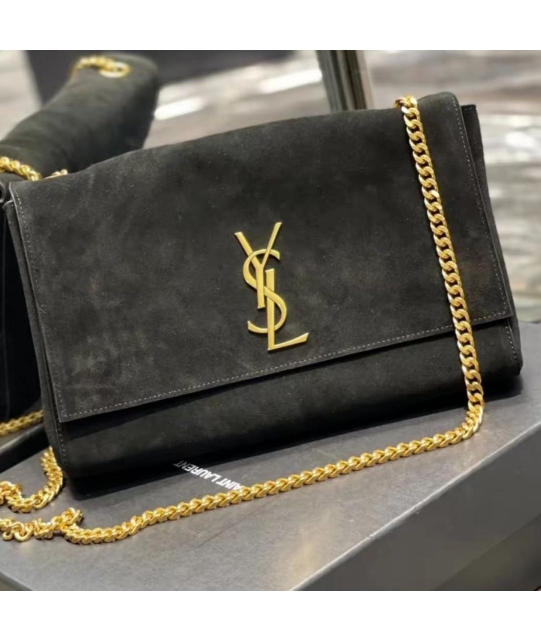 SAINT LAURENT Черная замшевая сумка через плечо, фото 6