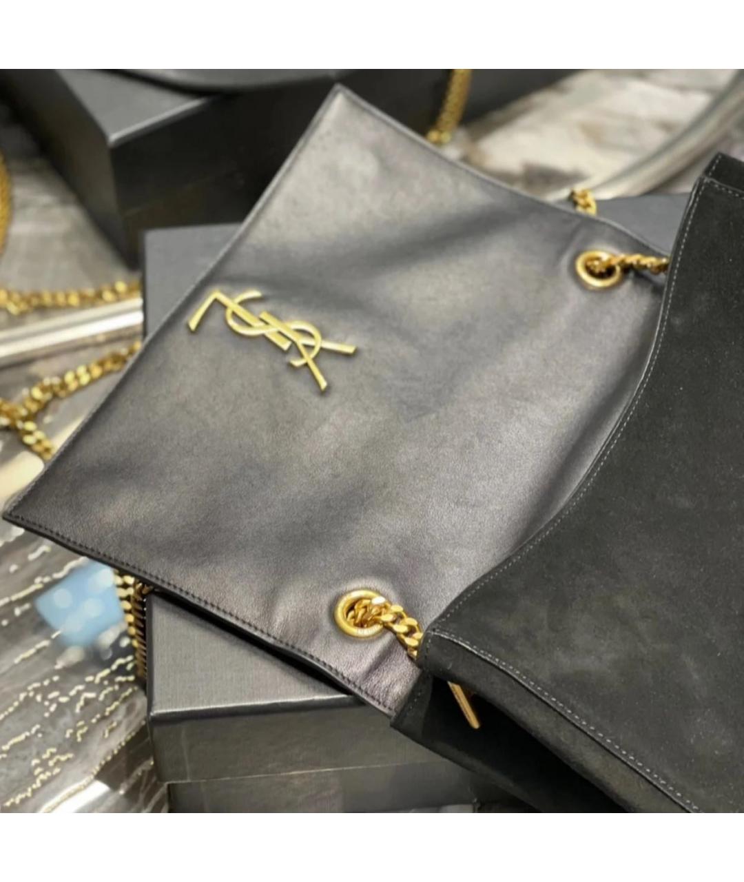 SAINT LAURENT Черная замшевая сумка через плечо, фото 8