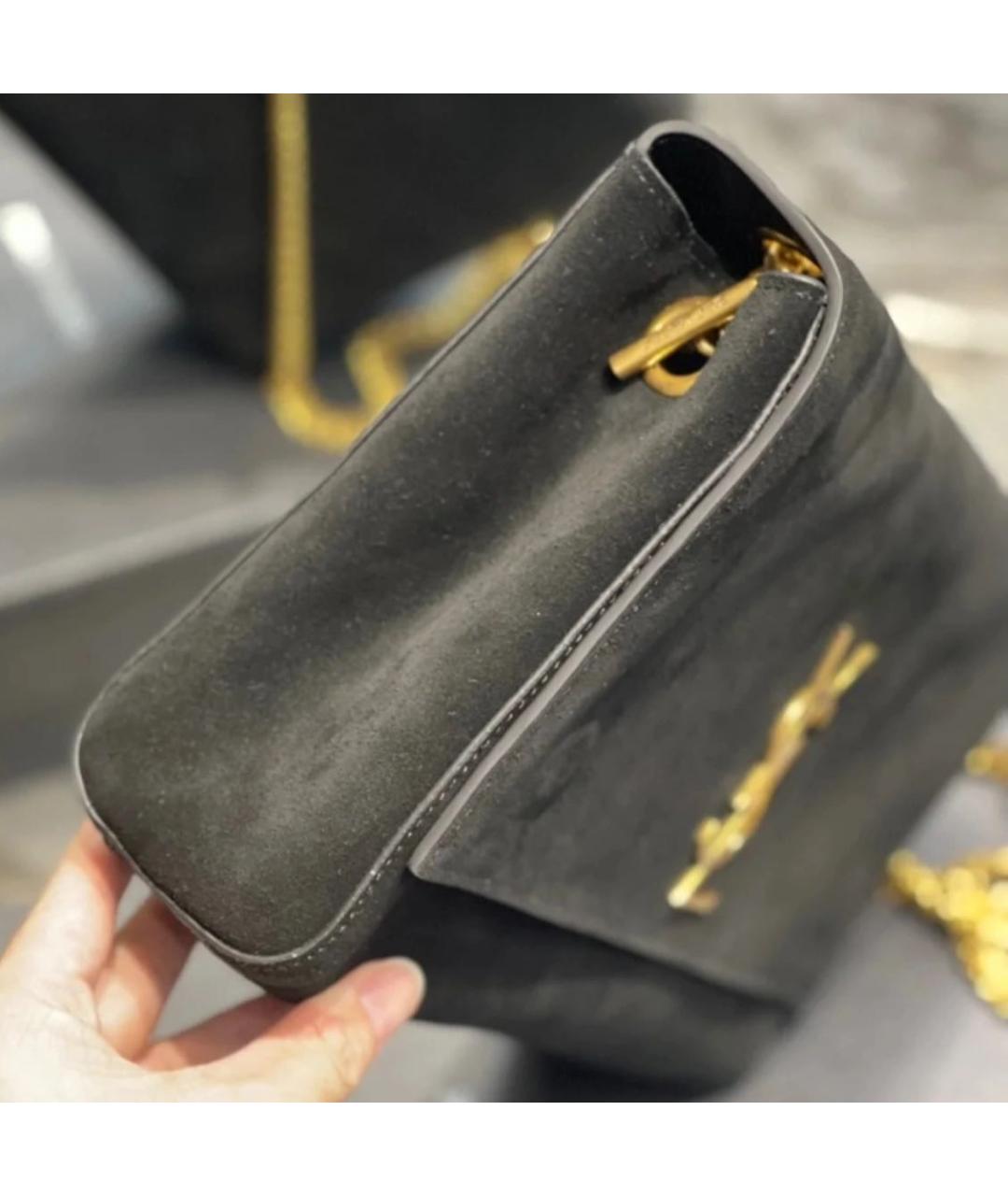 SAINT LAURENT Черная замшевая сумка через плечо, фото 5